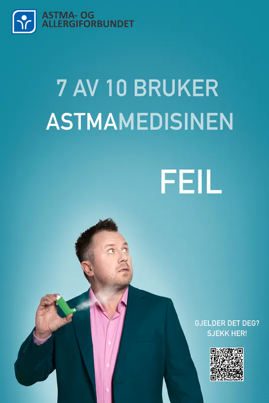 7 av 10 bruker astmamedisinen feil - mann (plakat A4)